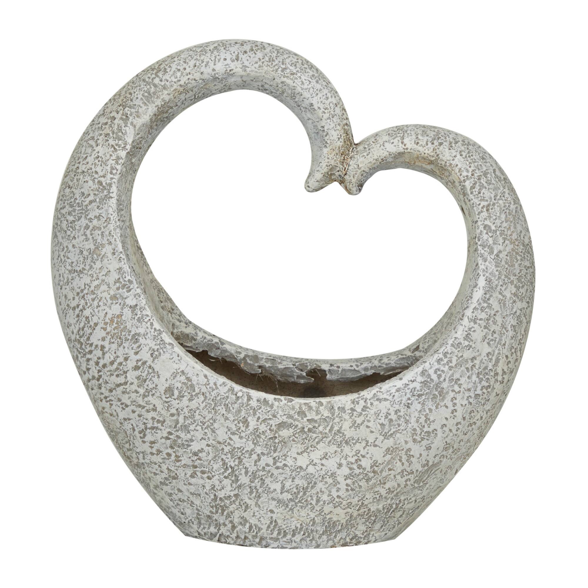 16" Gray Fiberglass Planter with Stone Mosaic Design